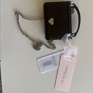 H&M Giambattista Valli Black Croc-Embossed Bag with Silver Chain